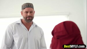 indian milf seeks to have a better relationship with her husband so he fucks her and her new indian stepdaughter dressed in hijab and they suck his cock until they cum