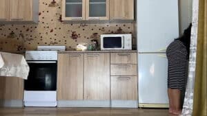 stepson gave stepmom a belt in the ass and fucked in anal